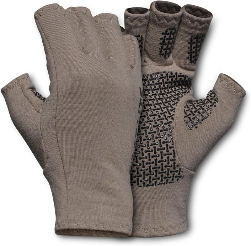 First Light Rugged Wool Half Finger Glove - Merino Wool Hunting Gloves with Silicone Grip Palm for Shooting Dexterity - Image 1